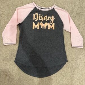 Disney Pink and Gray Long Sleeve Raglan Tee